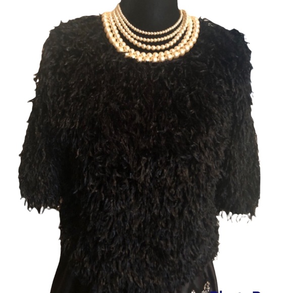 IMPERIAL black shaggy crop top size medium - Picture 1 of 10